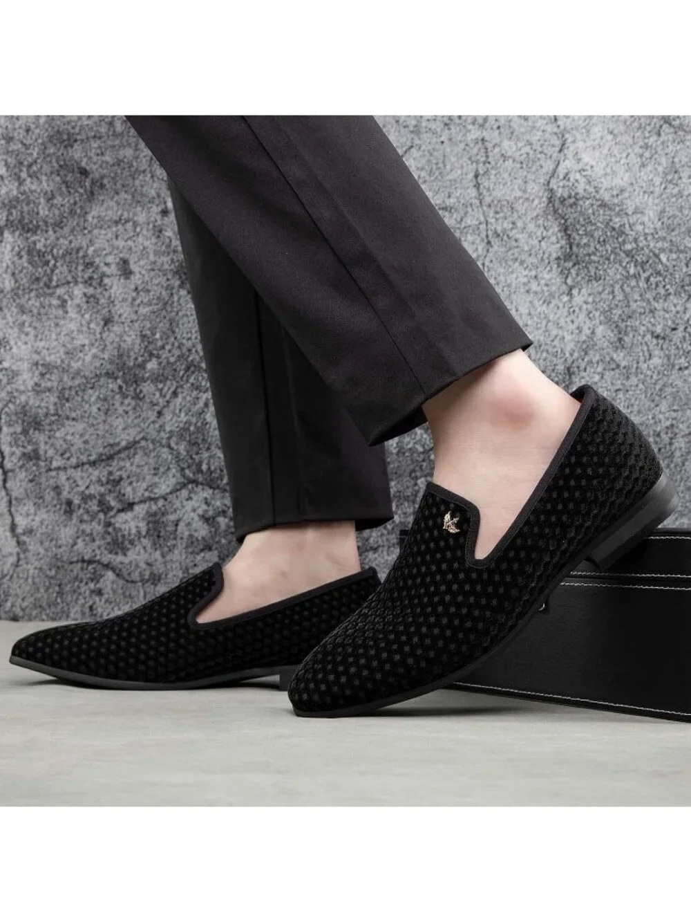 JITAI Men's Black14 Elegant Rubber & Leather Penny Loafers Casual Formal Shoes